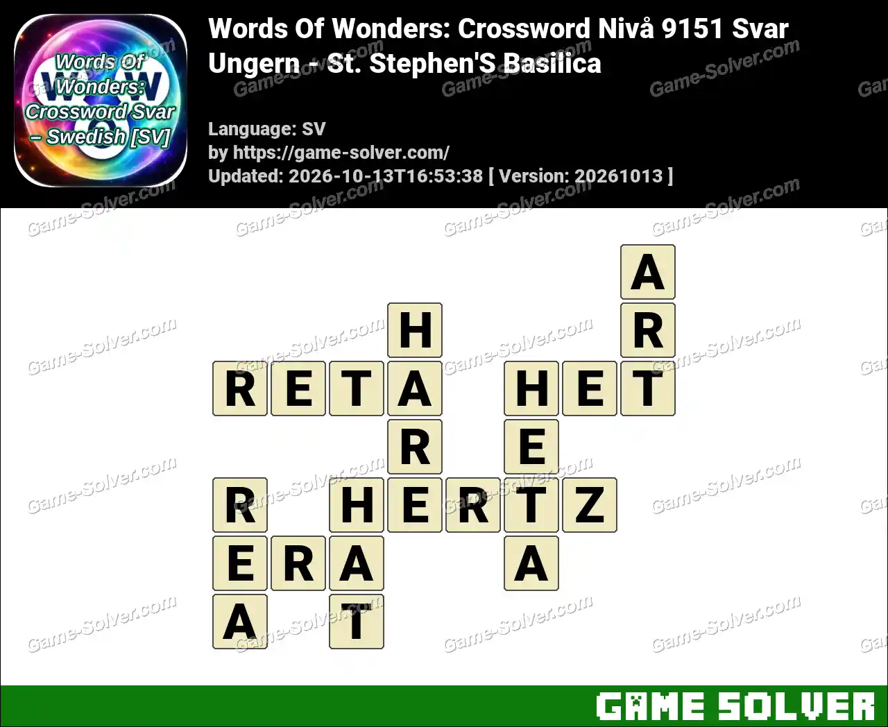 Words Of Wonders: Crossword Nivå 9151 Svar – Ungern – St. Stephen’S Basilica